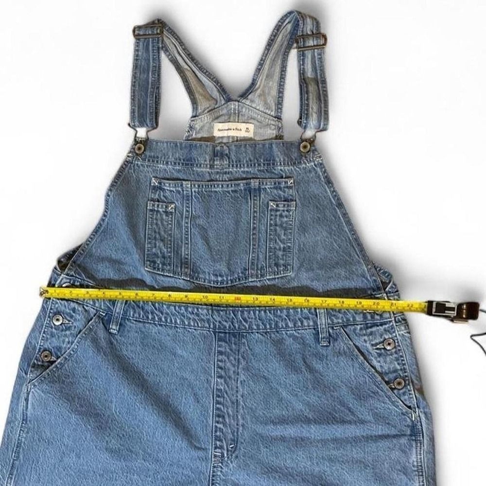 Abercrombie & Fitch Denim Overalls Women's XL Blue Light Wash Relaxed 90s Style - Picture 7 of 8